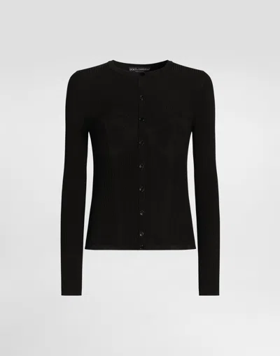 Dolce & Gabbana Ribbed Viscose Knit Cardigan� In Black