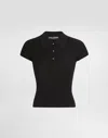 Dolce & Gabbana Ribbed Knit Polo T-shirt In Black