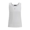 Dolce & Gabbana Fine-rib Jersey Tank Top With Dg Logo Pin In Blue