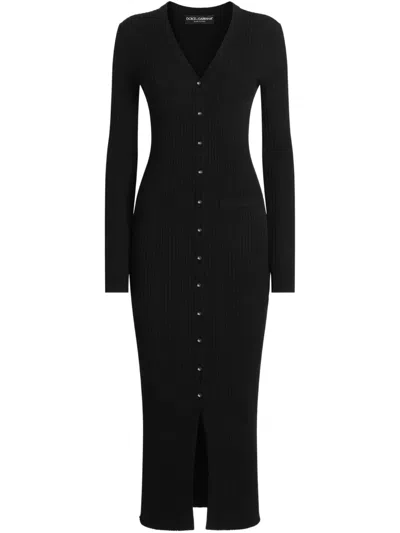 DOLCE & GABBANA RIBBED WOOL DRESS