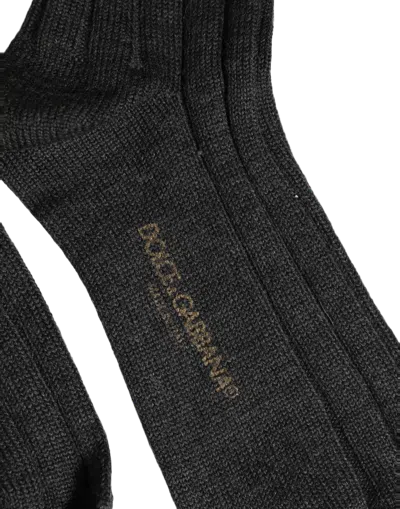Dolce & Gabbana Ribbed Wool-blend Calf Socks In Gray