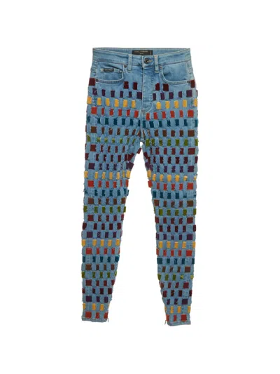 Pre-owned Dolce & Gabbana Ribbon Audrey Velvet Jeans In Blue