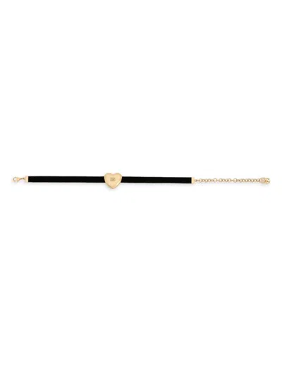 Dolce & Gabbana Dg Logo Velvet Necklace In Gold