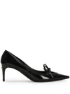 Dolce & Gabbana Glossy Leather Bow Stiletto Pumps In Black