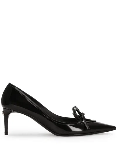 DOLCE & GABBANA RIBBON-TIE LEATHER PUMPS