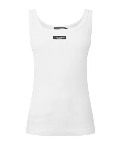 Dolce & Gabbana Ribknit Basic Tank Top In White