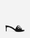 Dolce & Gabbana 60 Crystal-embellished Satin Mules In Black