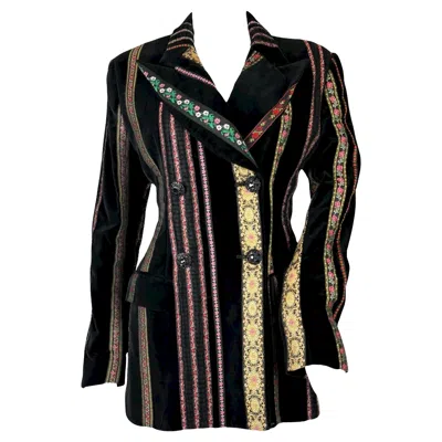 Pre-owned Dolce & Gabbana “rich Hippie” Velvet Folk Jacket, Ss 1993 In Black