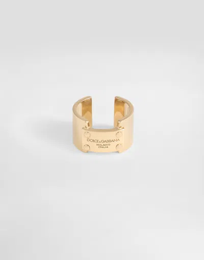 Dolce & Gabbana Ring With Dolce&gabbana Logo Tag In Gold