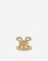 Dolce & Gabbana Ring With Rhinestones And Dg Logo In Gold