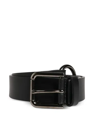 Dolce & Gabbana Men Calfskin Leather Belt Metal Buckle In Black