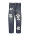 Dolce & Gabbana Rip-detail Straight-leg Jeans In Gray