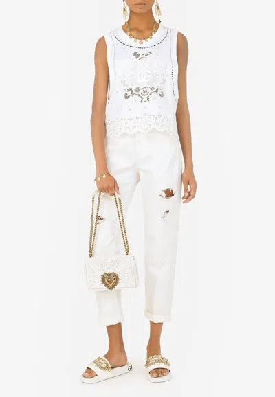 Dolce & Gabbana Ripped Boyfriend Jeans In White