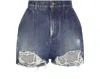 Dolce & Gabbana Distressed High-rise Denim Shorts In Gray