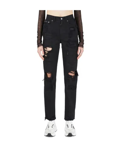 Dolce & Gabbana Ripped-detail Denim Jeans In Black