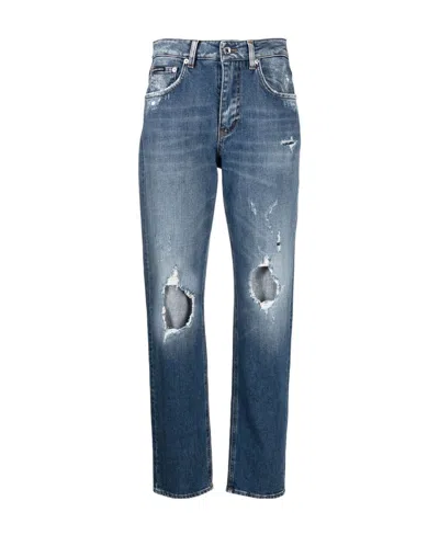 DOLCE & GABBANA DOLCE  GABBANA DISTRESSED STRAIGHT LEG JEANS