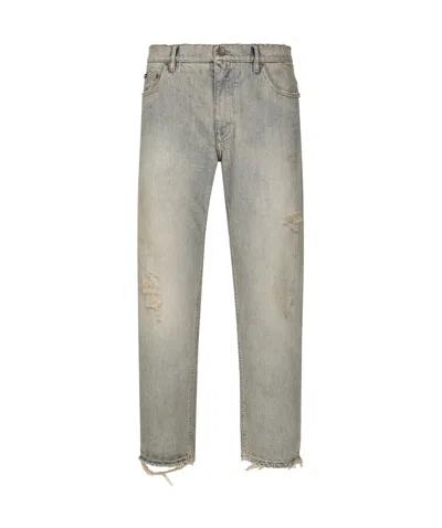Dolce & Gabbana Ripped Jeans In Gray