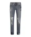 Dolce & Gabbana Jeans Slim In Cotone Stretch Con Placca In Gray