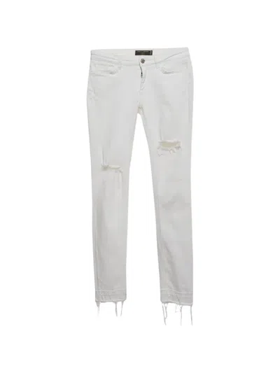 Pre-owned Dolce & Gabbana Ripped Skinny Jeans In White