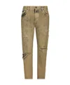 Dolce & Gabbana Ripped Slim-fit Jeans In Brown