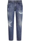 Dolce & Gabbana Straight Jeans With A Worn Effect In Blue