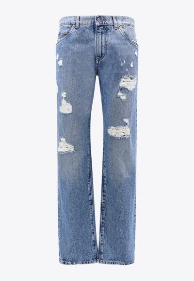 Dolce & Gabbana Ripped Straight-leg Jeans