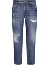 Dolce & Gabbana Straight Jeans With A Worn Effect In Blau