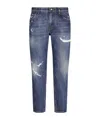 Dolce & Gabbana Straight Jeans With A Worn Effect In Blue