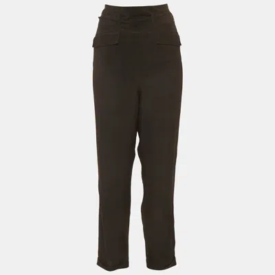 Pre-owned Dolce & Gabbana Roberto Cavalli Black Silk Belted Pants L