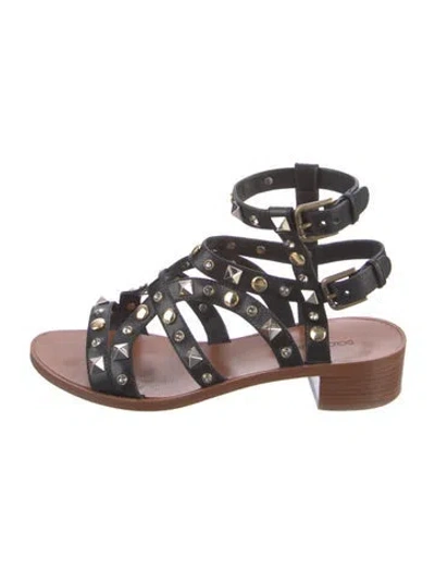 Pre-owned Dolce & Gabbana Rockstud Accents Leather Gladiator Sandals In Brown