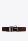Dolce & Gabbana Rolled Buckle Suede Belt In Brown