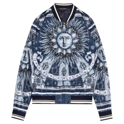 Pre-owned Dolce & Gabbana Roman Sun Zodiac Print Bomber Jacket In Purple
