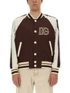 Dolce & Gabbana Technical Satin Jacket With Dg Patch In Multicolour
