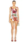 Dolce & Gabbana Floral Poplin Bustier Mini Dress