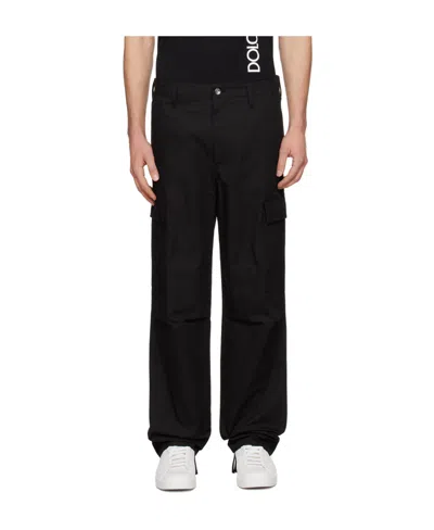 Dolce & Gabbana Rope-drawing Overalls Casual Trousers In Black