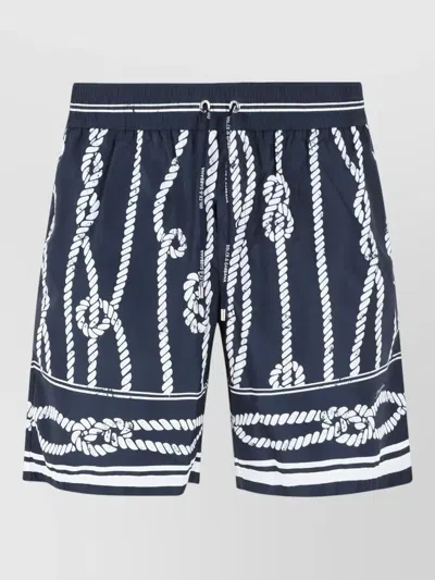 Dolce & Gabbana Rope Motif Polyester Swimsuit Elastic Waist In Blue