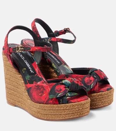 DOLCE & GABBANA FLORAL CANVAS ESPADRILLE WEDGES