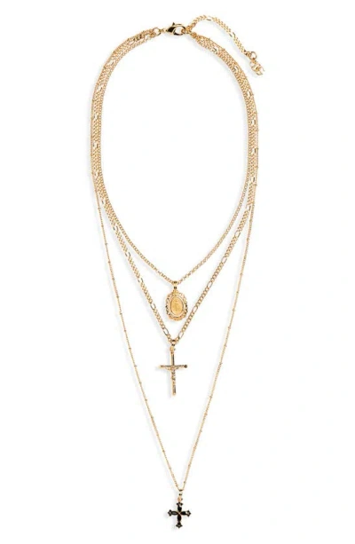 DOLCE & GABBANA ROSARY CROSS LAYERED PENDANT NECKLACE