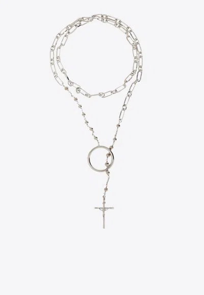 Dolce & Gabbana Rosary Motif Necklace In Silver