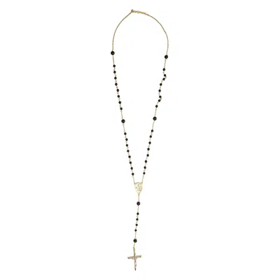 Dolce & Gabbana Rosary Necklace In Gold/black