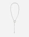 Dolce & Gabbana Rosary Necklace With Chain Detailing In Silver