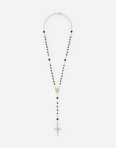 Dolce & Gabbana Rosary Necklace With Natural Gemstones In Black