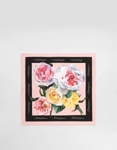 Dolce & Gabbana Rose And Peony-print Silk Twill Foulard (50x50)
