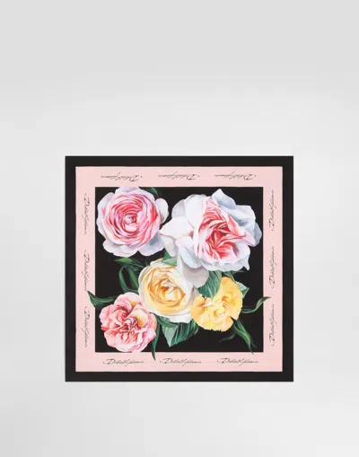 Dolce & Gabbana Rose And Peony-print Silk Twill Foulard (50x50)