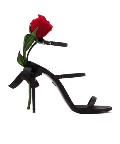 DOLCE & GABBANA ROSE-APPLIQUÉ SANDALS