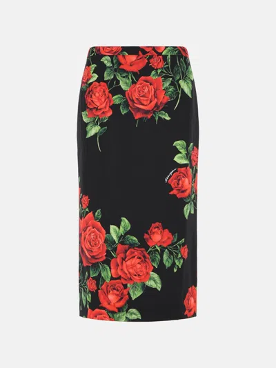 Dolce & Gabbana 'rose' Black Silk Skirt