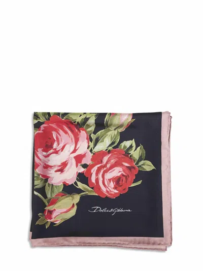 Dolce & Gabbana Rose Bouquet Floral Silk Twill Scarf In Multicolor