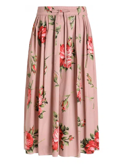 Dolce & Gabbana Floral Print Midi Skirt In Multi
