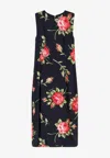 Dolce & Gabbana Women Black Dress With All-over Floral Print In Silk Woman In Black