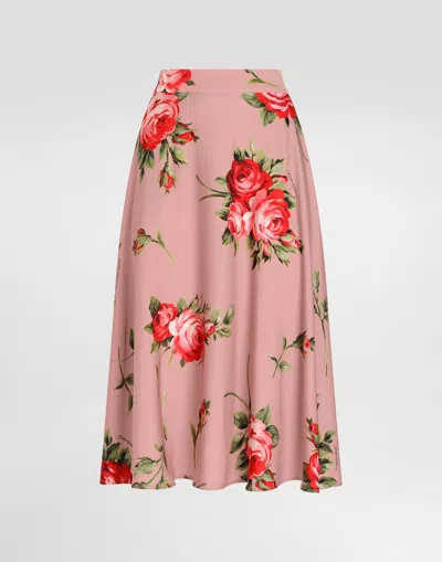 Dolce & Gabbana Rose Bouquet-print Midi Skirt In Multi